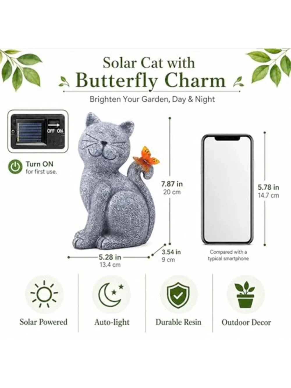 Nacome Cat Outdoor Statues for Garden: Outside Decor with Butterfly Clearance